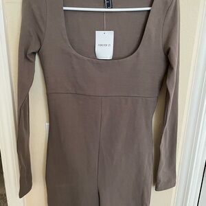 Forever 21 Long Sleeve Taupe Romper